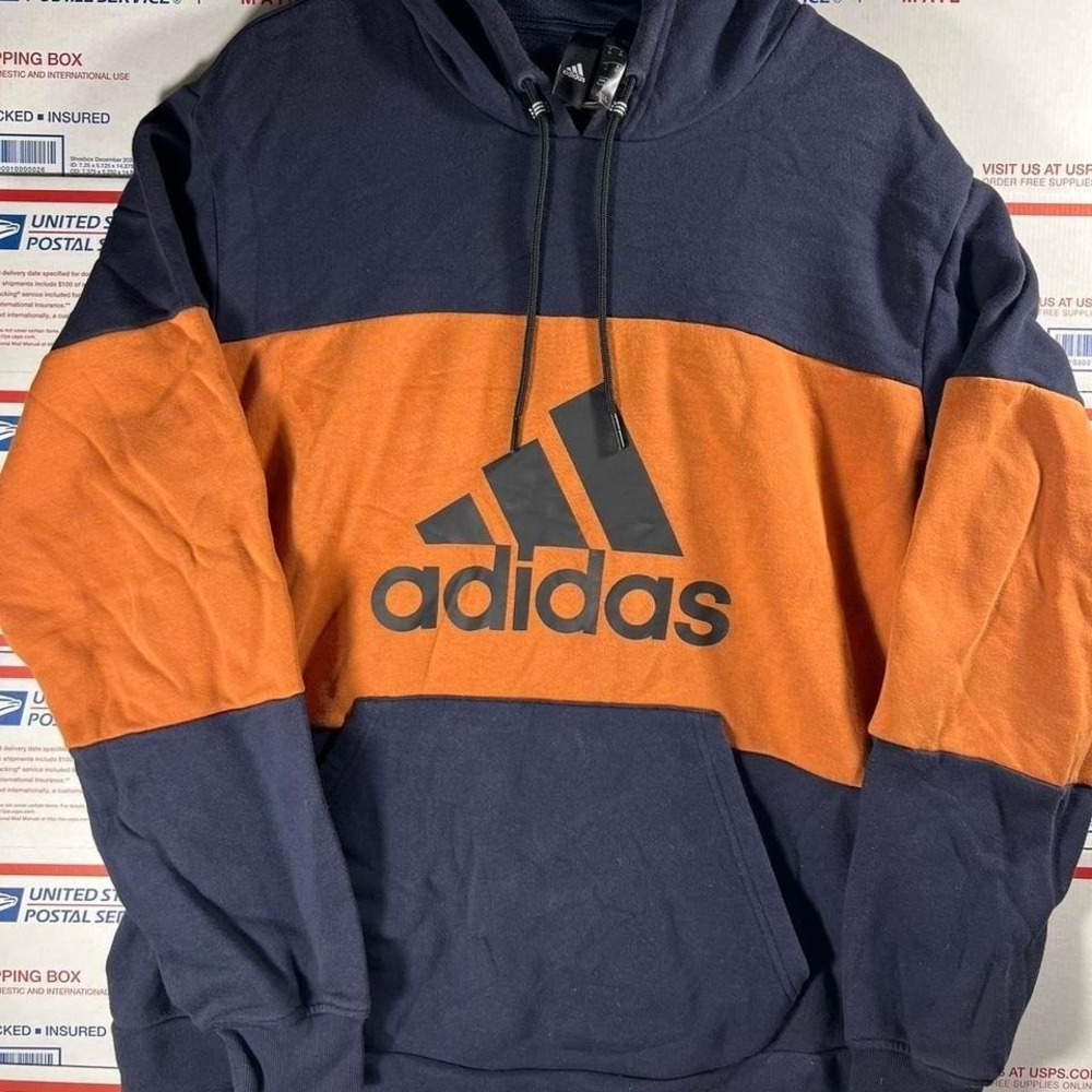 Adidas orange and navy Hoody pullover‎